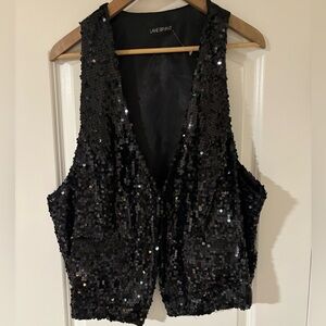 Lane Bryant Black Sequin vest NWOT